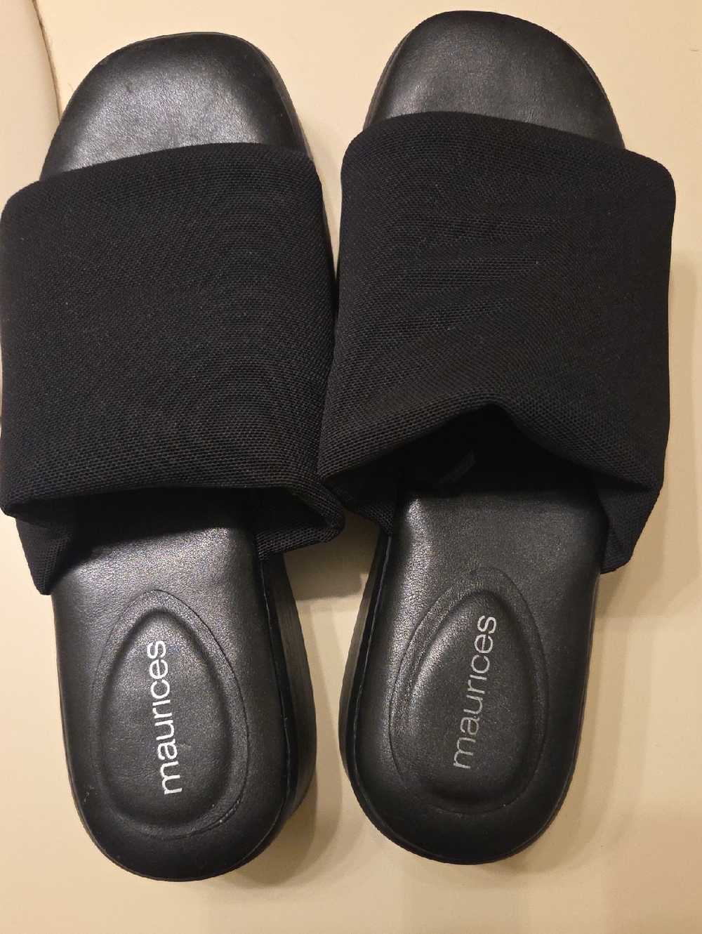 Maurices Black Wide-Strap Slide Sandals